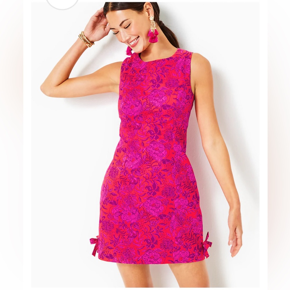 Lilly Pulitzer Mila Stretch Cotton Shift Dress Amaryllis Red Secret Hideaway NWT